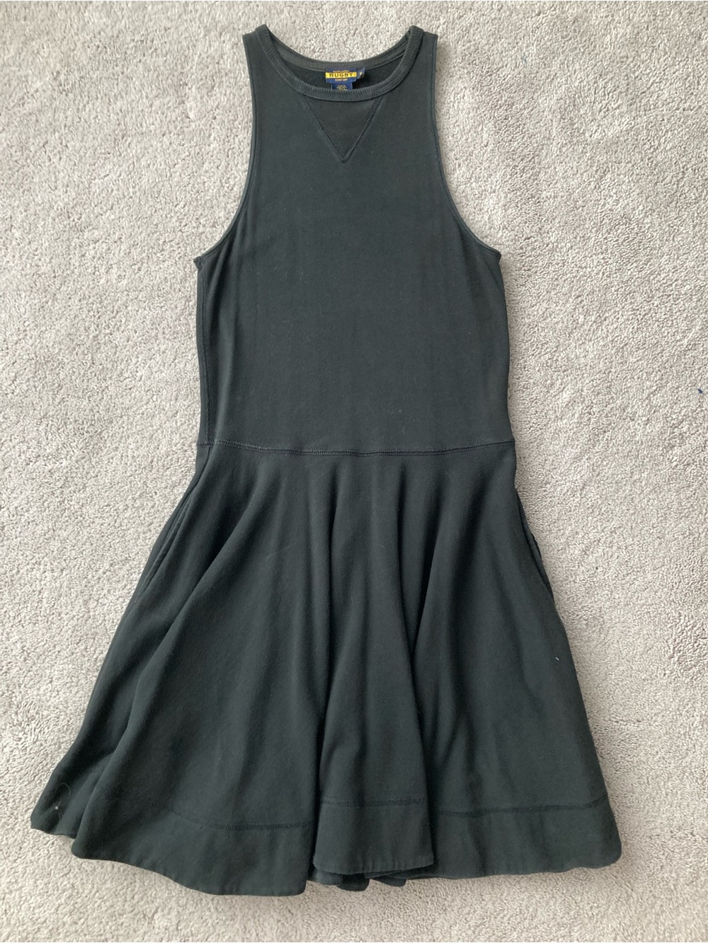 Rugby Ralph Lauren Black Sleeveless Dropped Waist Midi Dress